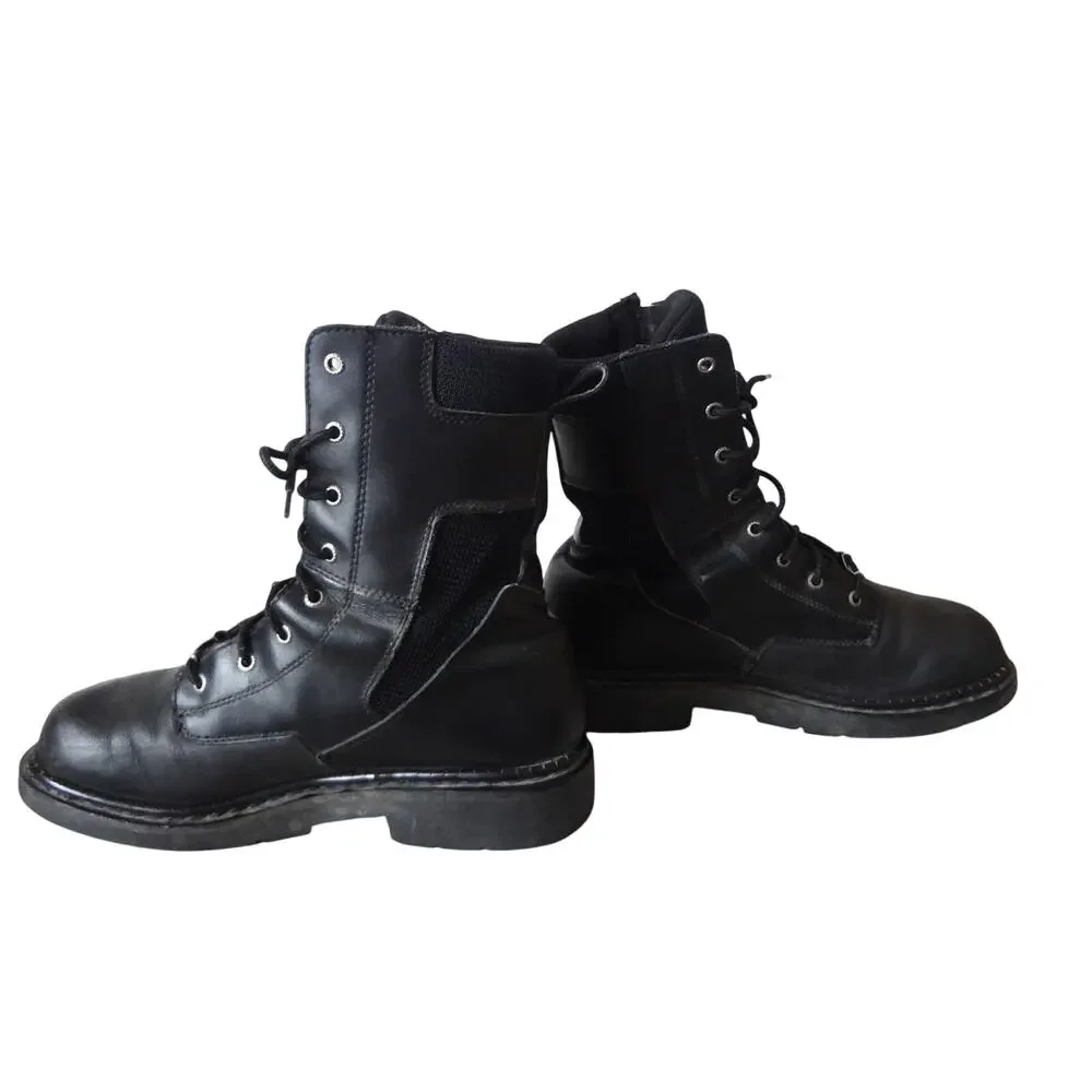 Harley Davidson Black Leather Boots Metal Size Zip Mesh Motorcycle Riding Men 11